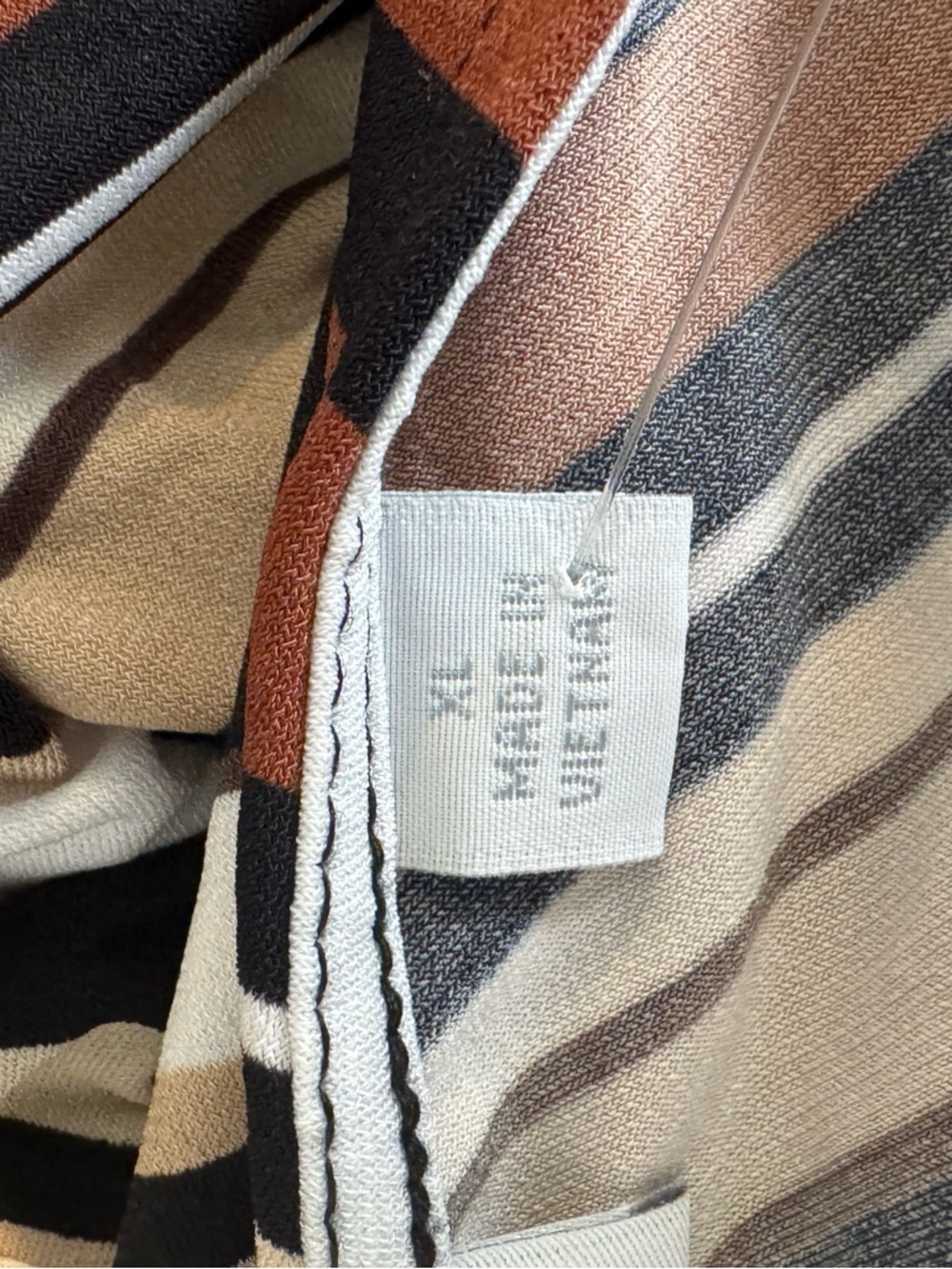 New York and Co. black brown, white tan striped one shoulder jumpsuit pockets XL - Picture 10 of 10